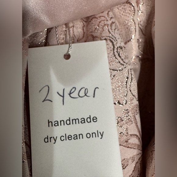 Handmade Pink A-Line Flutter Sleeve Scoop Neck Dress - Picture 5 of 5